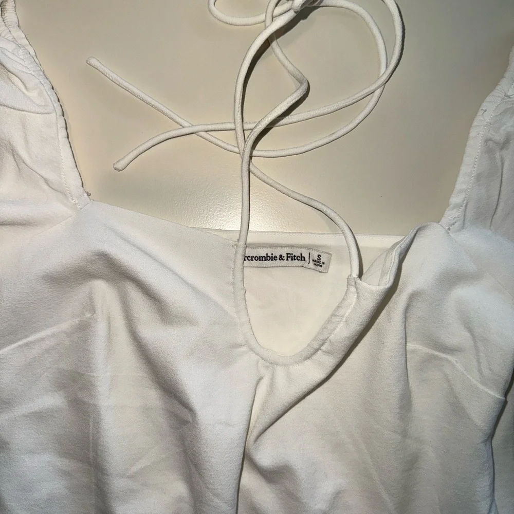 Abercrombie & Fitch White Long Sleeve with Tie Neck